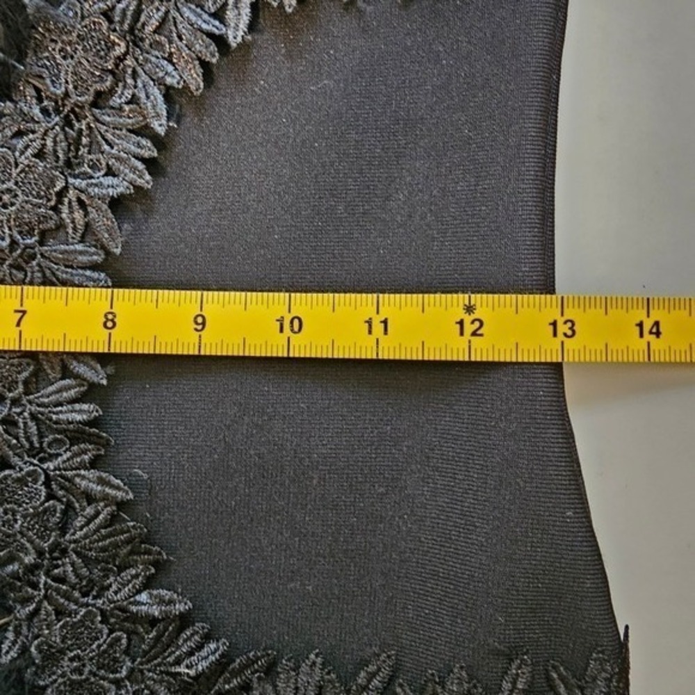 Black Feathered Mini Dress Bodycon Going Out Holiday LBD Party Stretch Small ~ - Picture 7 of 9